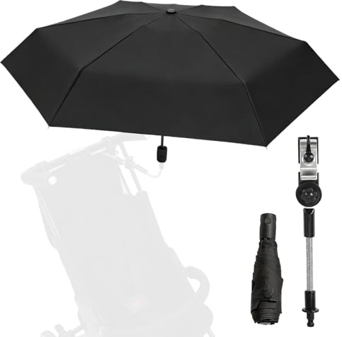 Paraguas universal para cochecito de bebé, sombrilla con abrazadera universal ajustable y un asa para paraguas, 90 cm de diámetro para tubos ovalados redondos, protección UV 50+