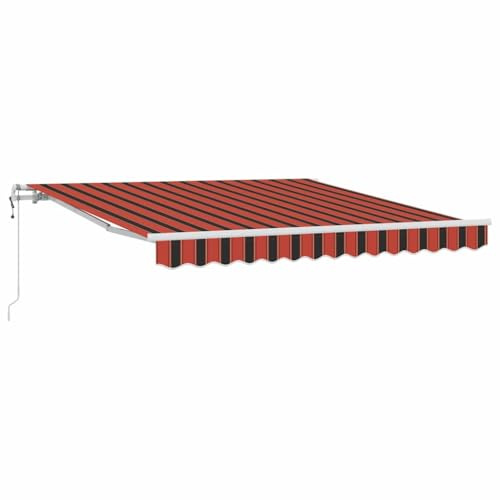 fsahslih Tenda da sole motorizzata con braccio articolato, 300 x 250 cm, per esterni, terrazza e giardino, in poliestere e alluminio, con manovella, arancione e marrone