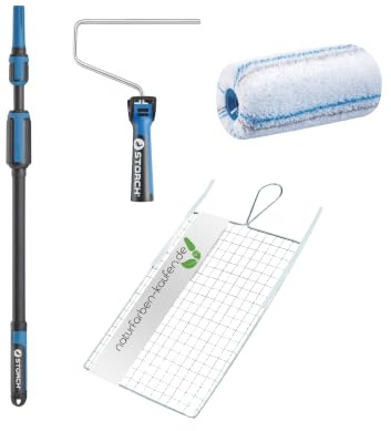 STORCH Profi Malerset 4-teilig mit Teleskop-Verlängerung | Profi-Ausstattung für Wände & Decken – hochwertige Walze, stabiler Bügel und Abstreifgitter für schnelle, saubere Ergebnisse