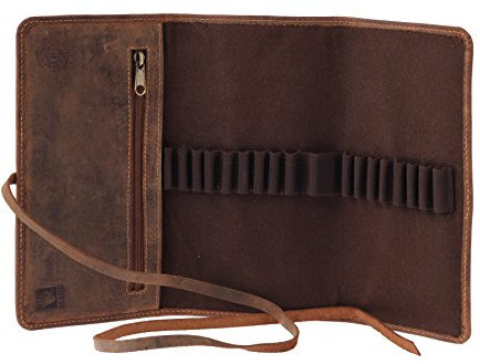 Greenburry Vintage Federmäppchen Leder Schlampermappe Braun 19,5x10x2,5 cm