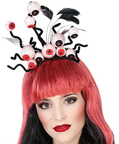 Generique - Verrückter Augen-Haarreif Kostüm-Accessoire für Halloween schwarz-rot-Weiss - Schwarz