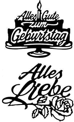 Ideen mit Herz Stanzschablonen | Schriften | Geburtstagswünsche 2 | 6,6 cm, bis 9 cm | 2 Stück