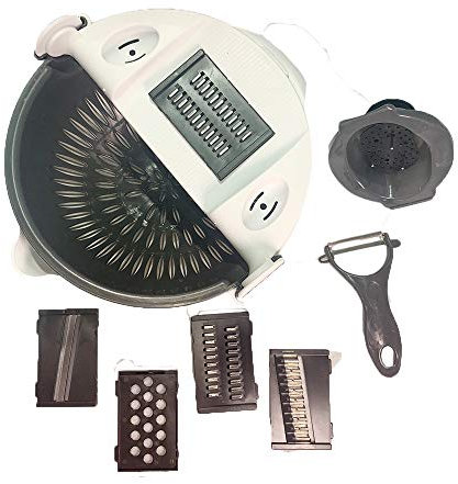 Luguoo Affettaverdure per Verdure, Affettatrice per cipolle Cipolla Affettatrice per Verdure con Lame intercambiabili Multifunzione Grattugia per Aglio Carota Patate Pomodoro Insalata di Frutta