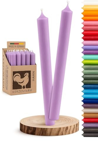 Lot de 10 bougies à tige lavande, lilas - Décoration de table de mariage, de Pâques, de confirmation, de communion, de baptême, de Noël, de couronne de l'Avent, d'anniversaire
