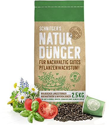 Naturdünger - Universal Pflanzendünger in Bio-Qualität - Langzeitdünger für nachhaltig gutes Pflanzenwachstum - mit Dosierhilfe - einfach & unbedenklich düngen - Dünger von SCHNITGER’s - 2,5kg