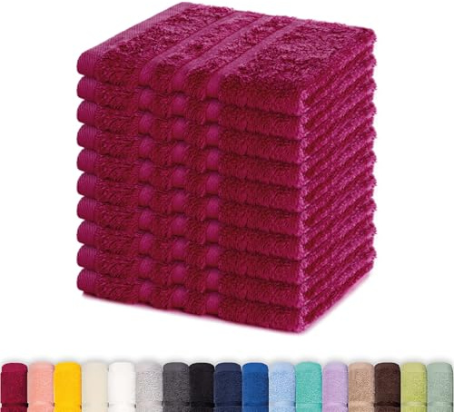 Lavea® 10-pack tvättlappar 30x30 cm i 100% bomullsfrotté – Ansiktsservetter och gästhanddukar, mjuka och absorberande – För barn, smink, hem och resa – Bordeaux