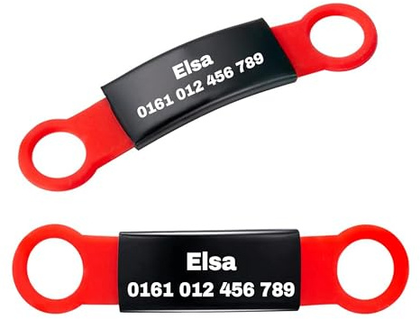2 Stücke Hundemarke mit Gravur, Personalisierte Anhänger mit Gravur für Hunde und Katzen, Haustier-Marke für Hundehalsbänder Katzenhalsband mit Name und Telefonnummer Gravur (Rot, Klein)