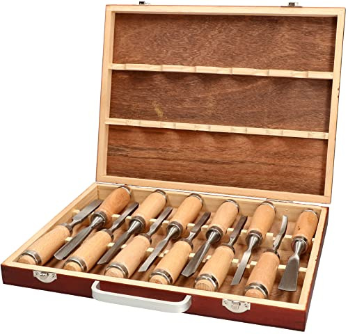 KOTARBAU® Juego de 12 herramientas de tallado de madera con mango de madera