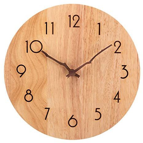 ACCSHINE Wanduhr Holz Eiche Ohne TickgeräUsche Lautlos 30cm Quarz Groß Einfach zu Lesen für Zimmer Zuhause KüChe Schlafzimmer BüRo Schule