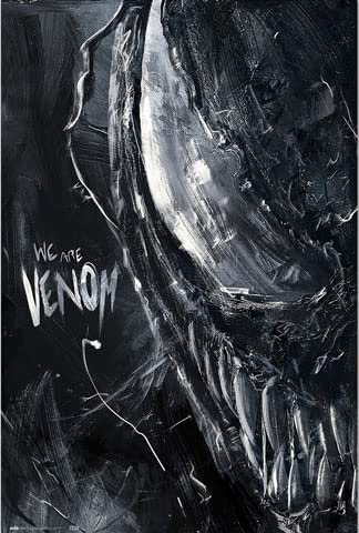 empireposter Marvel - Venom - Creepy - Action Film Poster Druck - Größe 61x91,5 cm + 2 St Posterleisten Kunststoff 62 cm schwarz