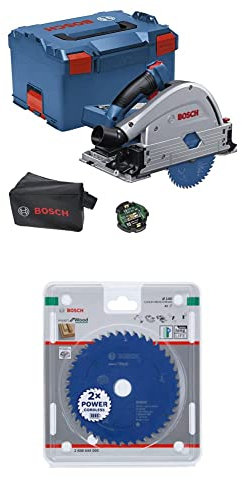 Bosch Professional BITURBO Akku Tauchkreissäge GKT 18V-52 GC (in L-Boxx 238) + Kreissägeblatt Expert for Wood (Holz, 140 x 20 x 1,8 mm, 42 Zähne, Zubehör Akku Kreissäge)