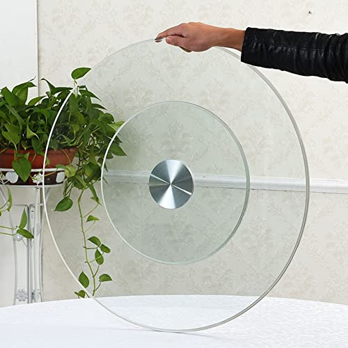 REDEXI Plateau Tournant en Verre Trempé Rotatif 360°, Plateau De Service Rond 60cm Lazy Susan Lisse Transparent Assiette De Service pour Table À Manger (Size : 60cm/24in)