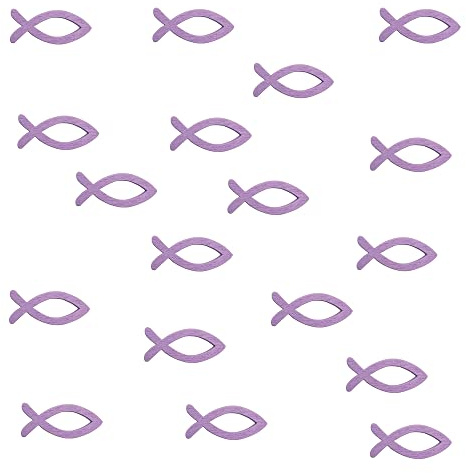Oblique Unique 18x Holz Fische Lila - Streudeko Taufe Mädchen Fisch Tischdeko Kommunion Konfirmation Firmung - Holzfische Deko Streuartikel Taufdeko Tischdeko religiöse Feier