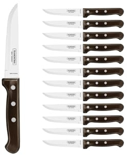 Tramontina - Couteau à Steak dentelé marron Gaucho 24cm. Inox et technobois. X 12