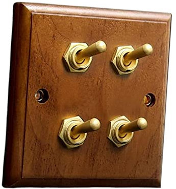 JISADER Panel de Interruptores Basculantes de Estilo Retro, Luz Oculta, Interruptor de Luz de para, cuatro abiertos