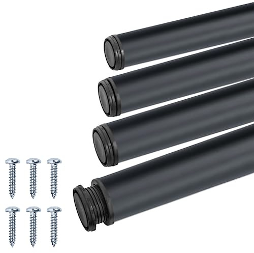 Gedotec Tischbeine Metall Schwarz matt Eco D 60 mm [EXTREM STABIL] 4 Stück Tischfüße Schwarz I Tischbeine Höhenverstellbar Höhe 710 mm + 30 mm inkl. Befestigungsmaterial I Schreibtisch Beine