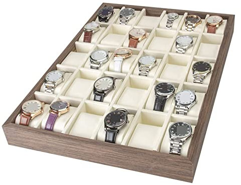 Uhrenetui Uhrenbox Uhrenkoffer Uhrenkasten Uhrendisplay-Organizer Aus Holz Mit 30 Fächern, Uhrenablage, Organizer-Box, Stapelbarer Schmuckhalter, Aufbewahrungsdisplay Uhrenrolle Uhren Aufbewahrungsbox