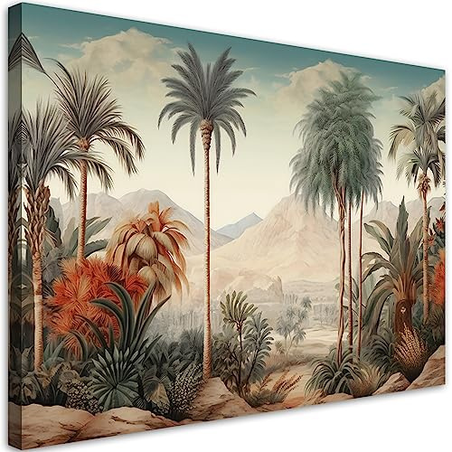 Feeby Impression sur toile Palmiers Jungle 120x80 cm 1 pièce Tableaux Tableau Déco Mural Image Décoration Murale Artistique Photographie Design Salon Bureau Couloir Hôtel Spa Feuilles Tropicales vert