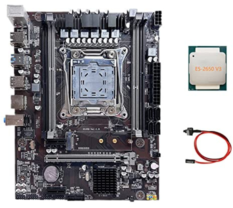 Oikabio X99 Carte mère LGA2011-3 pour ordinateur avec mémoire RAM DDR4/DDR3 avec processeur E5-2650 V3 + câble de commutation