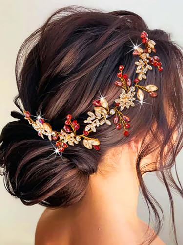 IYOU Kristall-Braut-Haarschmuck, Weinrebe, Smaragdgrün, Strass, Hochzeit, Stirnband, Blattperlen, Kopfschmuck, Abschlussball, Party, Haarschmuck für Bräute und Brautjungfern