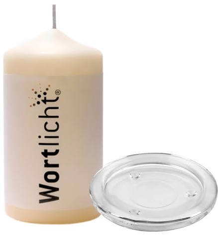 Bulla Design Wortlicht Kerze mit Glasteller, Glas Untersetzer, Leuchtende Gedanken zum Abschied/Trauer