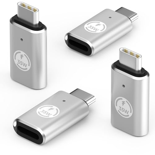 MoKo Lightning Buchse auf USB-C Stecker Adapter 4 Stück, USB-C auf Lightning Buchse Adapter für iPhone 16/15 Pro Max Plus, iPad, Laden/Datenübertragung, Nicht für Audio/OTG, Silber 35W