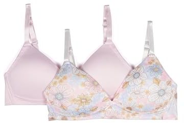 TAHARI Girl's 2-Pack Molded Bra, Pink, Daisy, 34A
