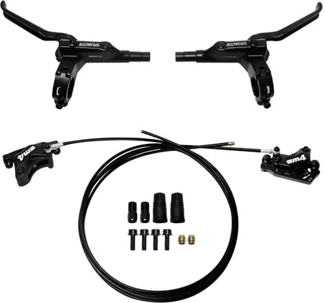 ZTZ 4-Piston Internal Routing Hydraulic Brake Set, Front 850mm and Rear 1600mm Hydraulic Disc Brake for eBike Mountain Bike,Pre-Bled Hydraulic Brake Kit with Mounting Adapter (Front+Rear)