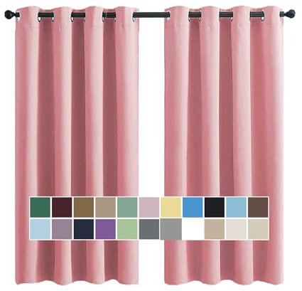 CHENG Blickdichte Gardinen, Kindervorhänge, Verdunkelnd Geräuschreduzierung Einfach Anzubringen, für Jugendzimmer Kinderzimmer, 213x107cm(HöhexBreite), Rosa, 2er Set