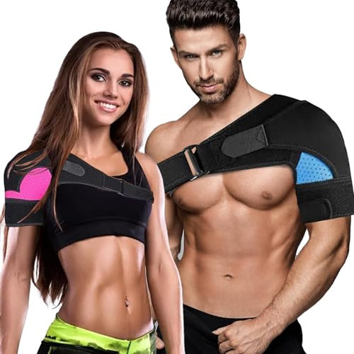Chingcoo Verstellbare Schulterbandage,2 pcs Atmungsaktive Neopren-Stütze für Rotatorenmanschette, Sehnenentzündung und Verletzungsprävention - Passend für linke oder rechte Schulter