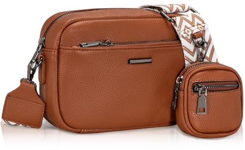 GASSDA Umhängetasche Damen PU Leder Crossbody Bag Handtasche Damen Kleine Taschen mit Abnehmbarem Schultergurt (Braun)
