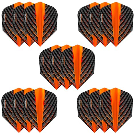 Harrows Quantum Dart-Flights | 5 Sets Dart-Flights (insgesamt 15 Flights) I 100 Mikron Dart-Flights I Premium Extra Stark Made in UK I Professionelles Dartzubehör (Orange)