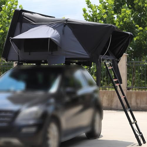 Dachzelt Autodachzelt Aluminium Case 2 Größen 5 Personen Grau Schwarz LED, Opt. Vorzelt oder Sonnensegel (Grau/Schwarz, 160x210x110cm, nur Dachzelt)