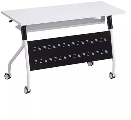 CHYDDU Klappbarer Besprechungstisch mit leisen Rollen. Praktischer und schneller Büro-Schulungstisch aus Stahl. Modernes, Schlichtes Design. Ideal für Besprechungen im Klassenzimmer (weiß, 120 x 60