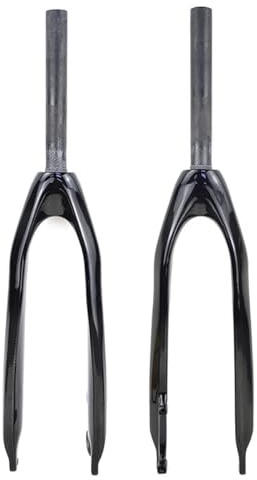 BSFHQS Trial Bikes Starre Gabeln 20 24 Carbonfaser Fahrrad Vordergabeln Scheibenbremsen Fahrradgabeln 1-1/8 Gerades Rohr Schnellspanner Fahrräder Hartgabel 9 * 100mm(Gloss Black,24in)