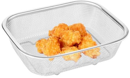 GTFYUDGH 20,8×17,5×5cm Edelstahl Backofen Grillkorb - Feinmaschiges Ölsieb, Grillkorb Backkorb, Siebkorb Aus Edelstahlgewebe, Metall Ofen Grill Pommes Gitter Back Korb, Edelstahl Grillblech Backkorb