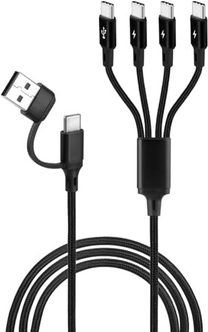 GELRHONR 4 en 2 câble de charge multifonction usb c câble séparateur usb c de 1,2 m multi connecteurs compatibles avec les tablettes de téléphone portable pratique pour les jeux multijoueurs et