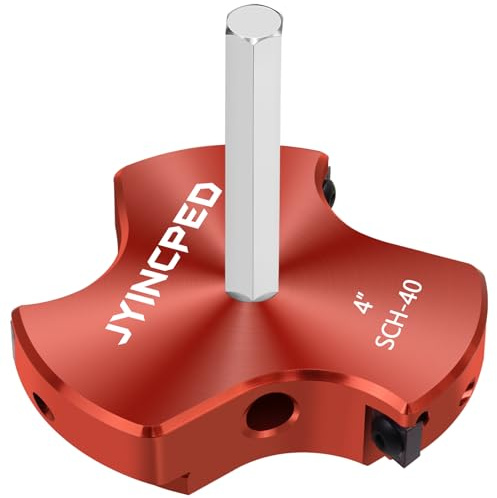 Cabezal de PVC de 4 pulgadas, escariador de tubo de PVC de triple hoja con eje hexagonal de 3/8 pulgadas, herramienta de fontanería de plástico para Sch.40 CPVC ABS, se adapta a taladros estándar de 1