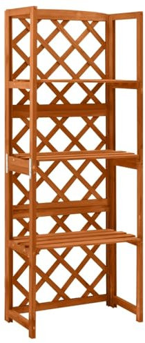 Tidyard Treillis avec étagères 55x30x140 cm Bois de Sapin Massif Clôture de Jardin Décorative Protection pour Plantes, Extérieur, Cour Arrière