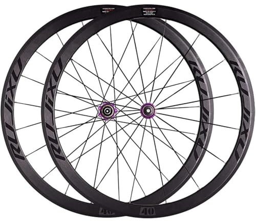 ERSINIAN Rennrad-Radsatz, 700C Doppelwandfelgen, Carbonfelgen, Kassettennabe, V-Bremse, 8-9-10-11-fach, Straight-Pull-Rennradräder mit Aero-Speichen (lila)