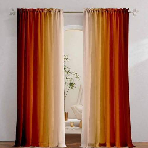 TMMDH Cortinas Opacas Color Na ra nja, Cortinas Salon Modernas 2 Piezas 140x145 CM Gra Diente Cortinas Termicas Aislantes Frio y Calor Blackout Curtains con Ojales Cortinas para Dormitorio/Comedor