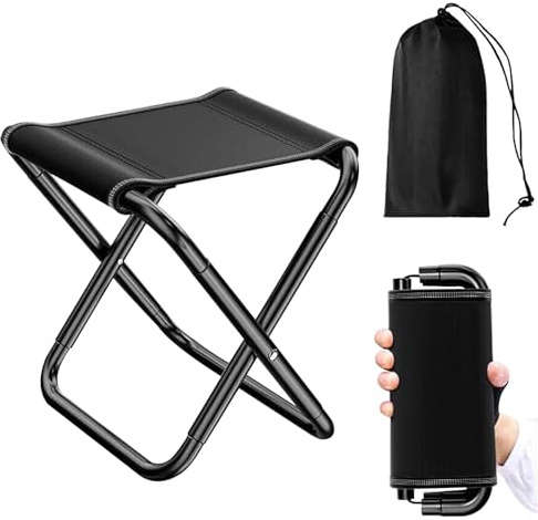 1 PcsFolding Camping Stools Folding Lightweight,Portable Small Folding Stool,Foldable Chairs Outdoor Backpack Garden Stools, Small Portable Camping Chair Travelling Picnic Hiking Fishing Seats,Black