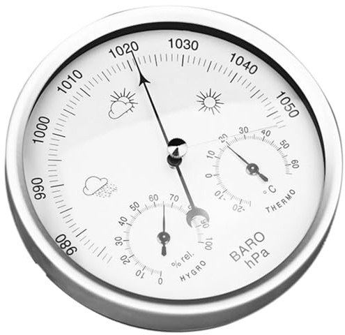 YZDKR 3 In 1 Wall Hanging Barometer Weather Thermometer Indoor Hygrometer Portable Hygrometer Home Decor 132MM Use for Indoor and Outdoor