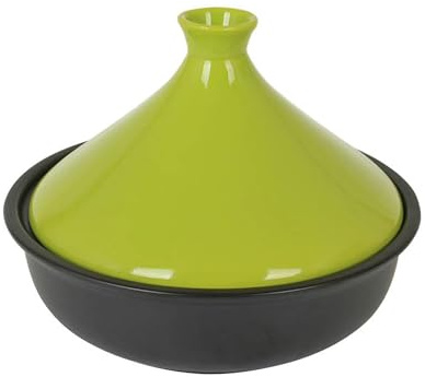 XIUCAI Tajín Marroquí para 1-3 Personas, Olla Artesanal de Cerámica con Tapa, Resistente al Calor y Retiene Humedad, para Cocina o Restaurante,Verde