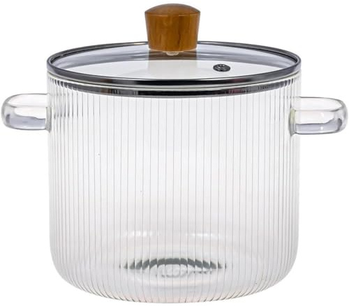 TARSHYRY Glass Cooking Pot Heat- Clear Stovetop Pot 1.6L Simmer Pot for Various Dishes