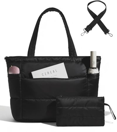 Moyad Puffer Tote Bag Damen Daunentasche Handtasche mit Schultergurt Leichte Umhängetasche für Arbeit Reise Shopping Uni