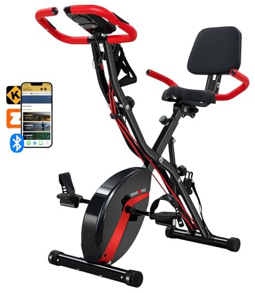 BARWING Stationary Exercise Bike for Home Workout, 5 IN 1 Foldable Indoor Cycling Bike for Seniors, 350LB Capacity, 16-Level Magnetic Resistance, Comfortable Seat Backrest