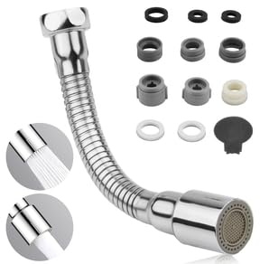 Rallonge Robinet avec 2 Modes 17cm,Flexible Embout Robinet Cuisine,fonction pivotante à 360°, anti-explosion et inoxydable,Rallonge Robinet de Cuisine,Aérateur Robinet Cuisine(2 modes, 17 cm)