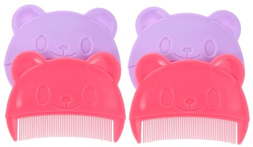 BAZEITFLOW 4pcs Newborn Hair Comb Scalp Brush for Cradle Cap Treatment Cute Bear Shaped Grooming Comb Hair Combing Tool Portable Care