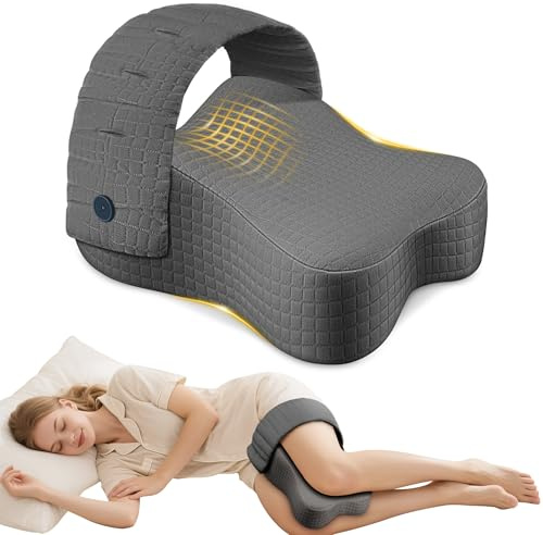 ROKAFU Knee Pillow for Side Sleepers, Leg Pillow for Side Sleeping, Sciatica Pain Relief, Hip with Ergonomic Memory Foam – Large Grey Cushion for Thigh, Knee, Back & Leg Support